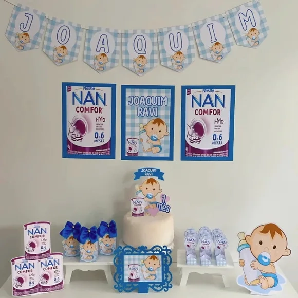 Kit Mesversário Leite Nam Personalizados - Só Um Bolinho