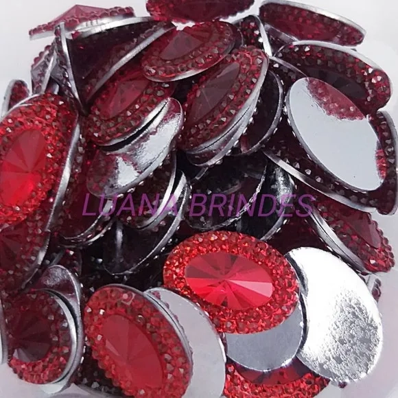 Chaton Vermelho Oval - 13mm x 18mm - pct c/50 unidades