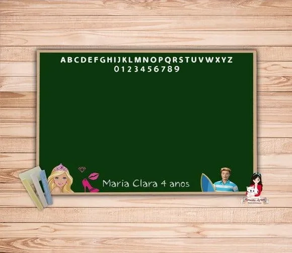 Lousa Personalizada com Giz Barbie