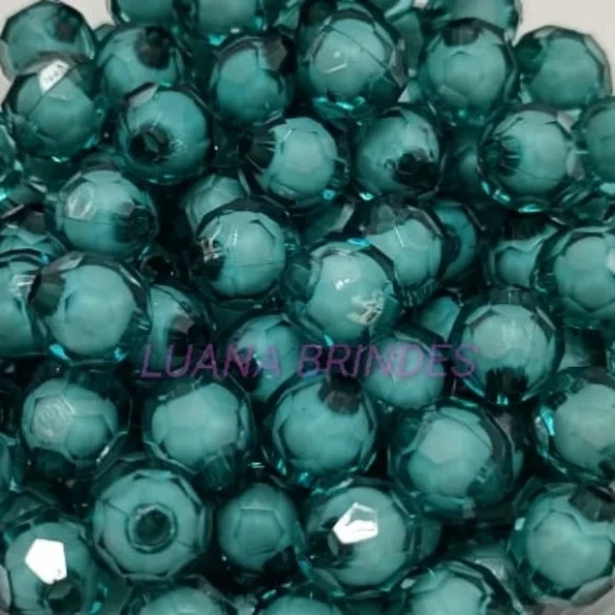 Bolinha Facetada Com Miolo Verde Escuro 10mm Pct 50 Uniidade