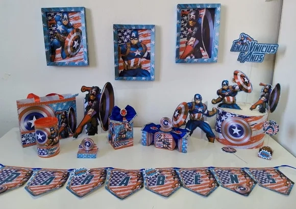 Kit 60 Lembrancinhas Capitão América