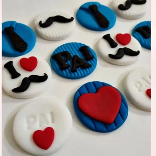 20 Apliques de Açúcar 3cm Dia dos Pais para decorar brigadeiros