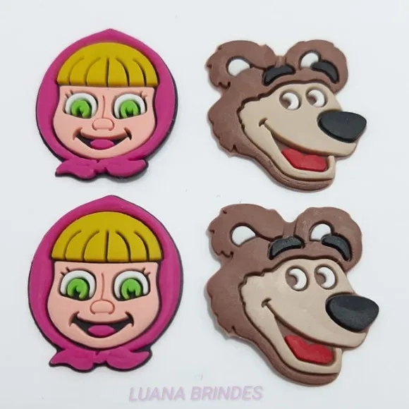 Aplique Marsha e o Urso de borracha - pct com 8 unidades