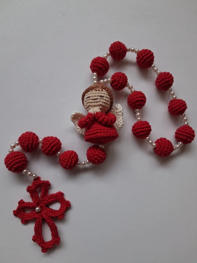 Terço Anjo Amigurumi Batizado Bebê Decoração Religião