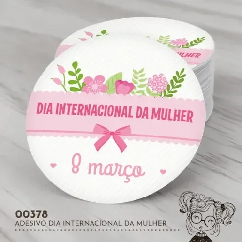 Adesivo Redondo Dia Internacional da Mulher - 00378