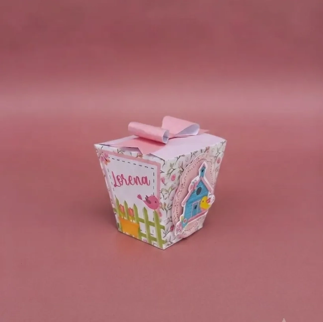 Kit 10 Caixinhas Sushi - Tema Jardim Encantado Passarinhos (Estilo Compre e Monte)