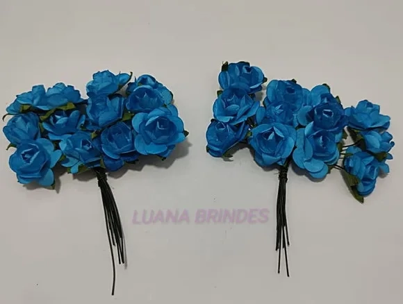 Buquês Flores de Papel Azul 2 Unidades com 12 Flores Cada