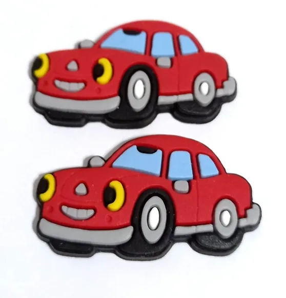 Aplique Carro Vermelho Emborrachado- 6 Peças