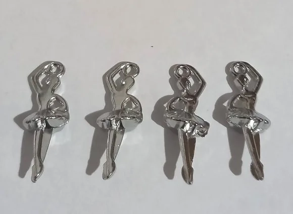 Pingente Bailarina de Metal Prata- Pct C/12 Unid