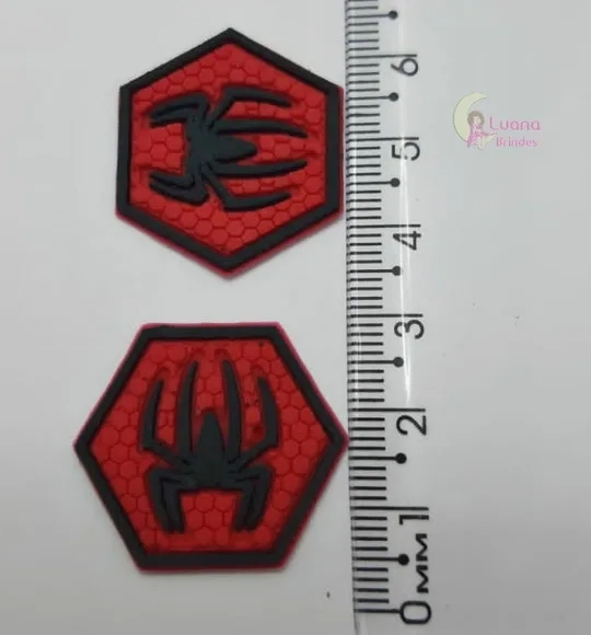Apliques Símbolos Homem Aranha de Borracha - Pct C/6 Unid