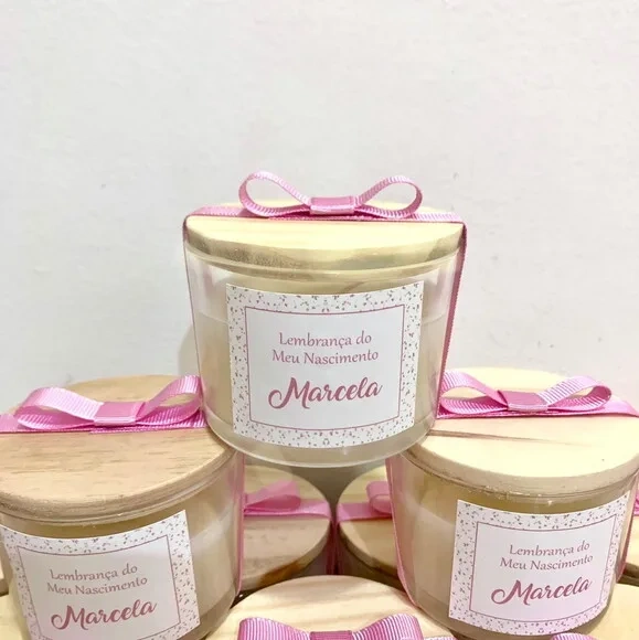Lembrança Maternidade Vela Vegetal Aromática Pote Vidro