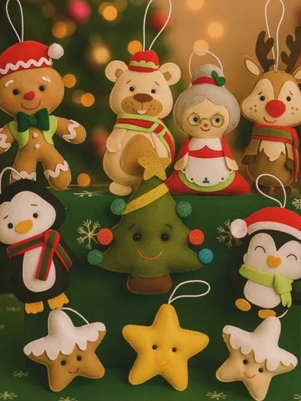 Kit com 10 enfeite de Natal em feltro