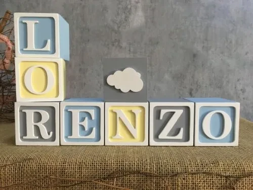 Decoração Bebê - Cubos 6x6cm Ts Nuvem