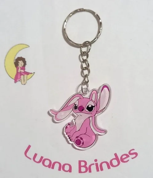 Chaveiro Angel Stitch de Acrílico Adesivado 4cm - 1 Peça