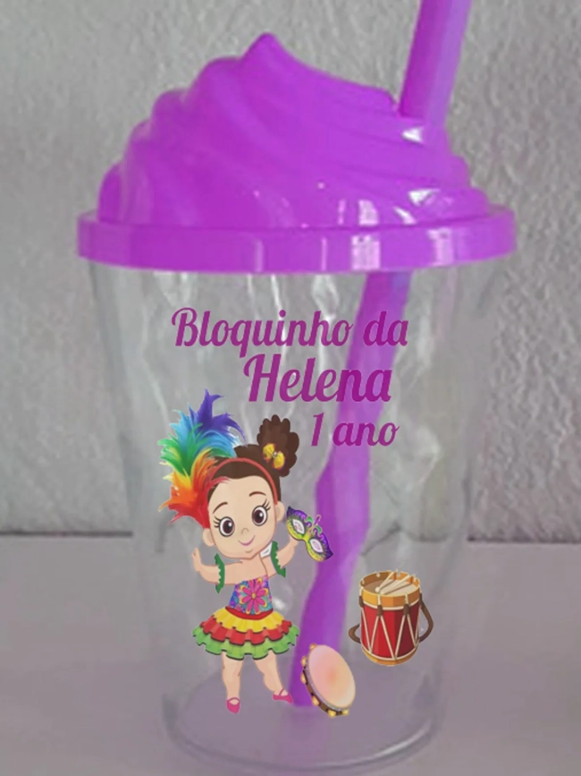 Copo Tampa Chantilly Personalizado Bloquinho de Carnaval