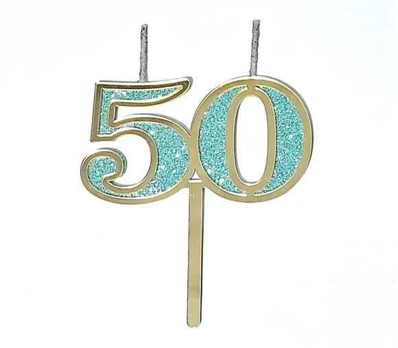 Vela 50 Anos Dourado Acrílico Pavio Magico - 1 Peça