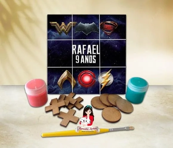 Jogo da Velha com Tinta Personalizado Liga da Justiça