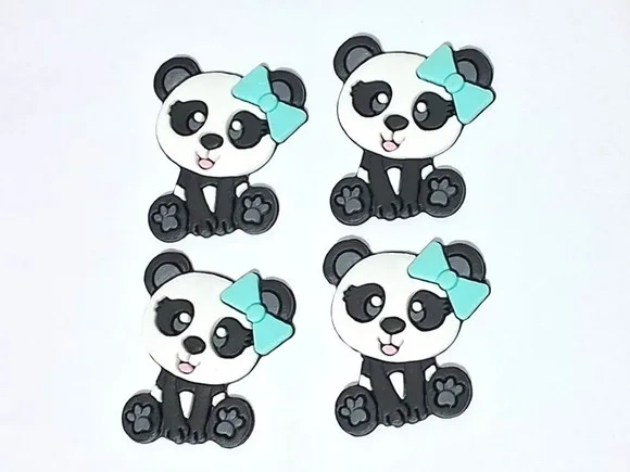 Aplique Panda Emborrachado Pacote com 8 Unidades
