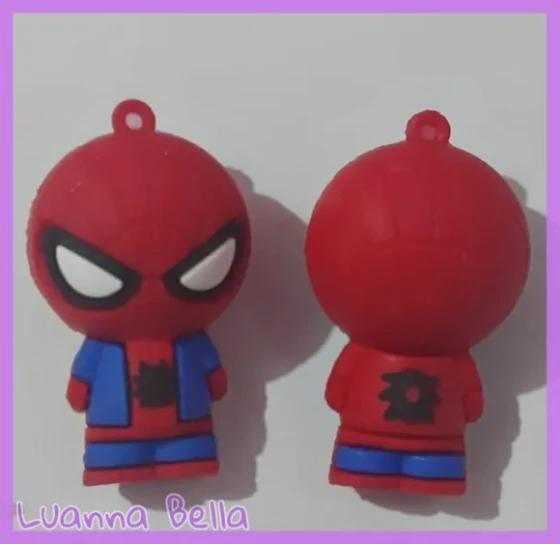 Pingente Homem Aranha de Borracha 5cm - Pct c/2 Unid