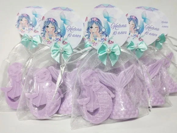 Lembrancinha Tema Sereia, Kit Sabonetes Sereia com Cauda