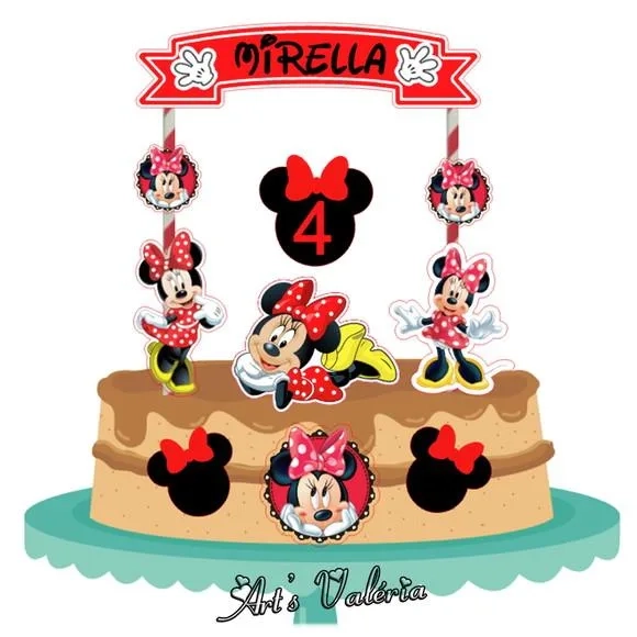 Topo de Bolo Minnie Vermelha