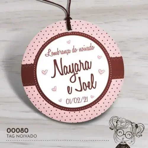 Tag Redonda Noivado Corações - 00080