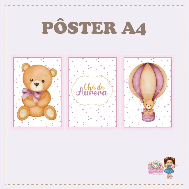 Kit Festa Só Um Bolinho CHÁ DE BEBÊ ROSA - Decoração de Festa
