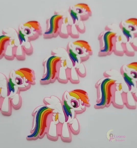 Aplique Poney Branco Personagem de Borracha - Pct C/8 Unid