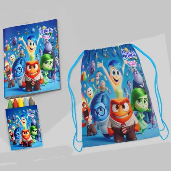 Kit Mochila e Revista de colorir para lembrancinhas Divertidamente