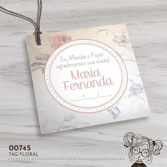 Tag Quadrada Floral - 00745