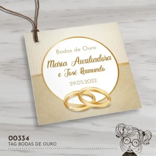 Tag Quadrada Bodas de Ouro - 00334