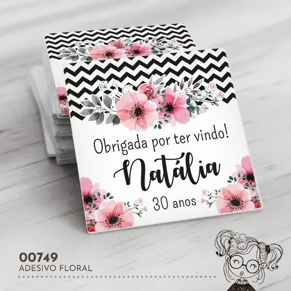 Adesivo Quadrado Floral - 00749