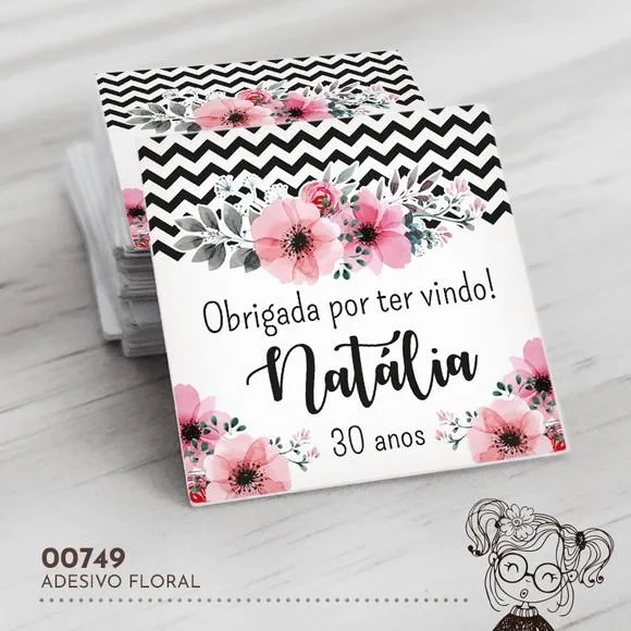 Adesivo Quadrado Floral - 00749