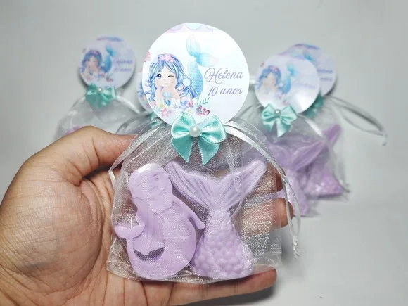 Lembrancinha Tema Sereia, Kit Sabonetes Sereia com Cauda