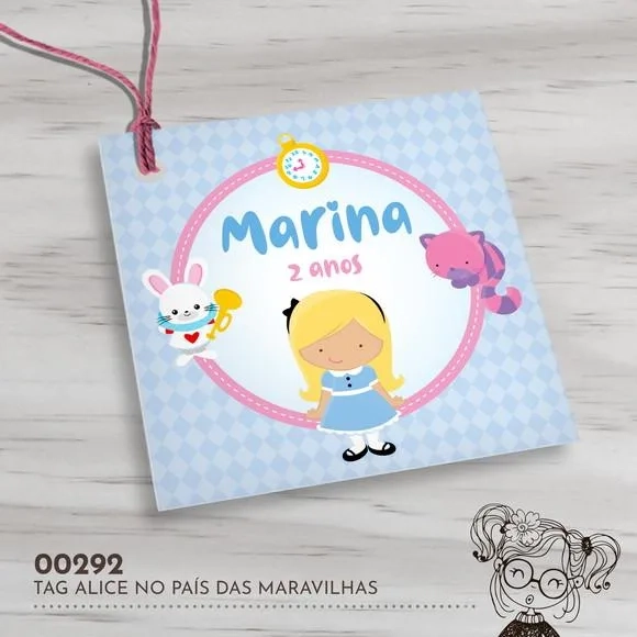 Tag Quadrada Alice no País das Maravilhas - 00292
