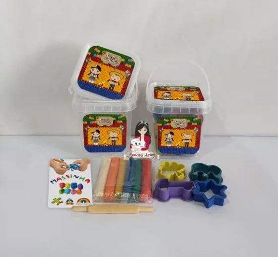 Kit Massinha no Baldinho Personalizado Festa Junina