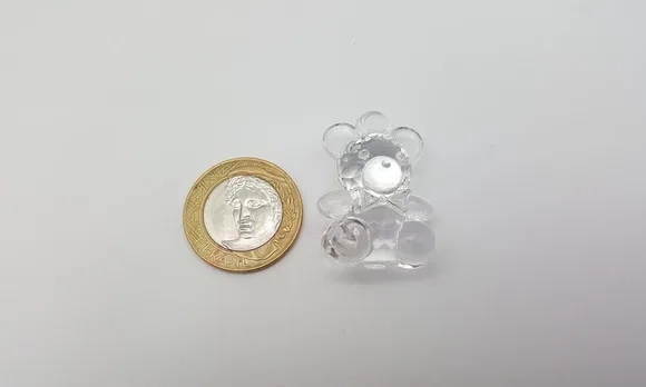 Ursinho Pingente Colorido de Acrílico 3,5cm Pct 7 Unidades