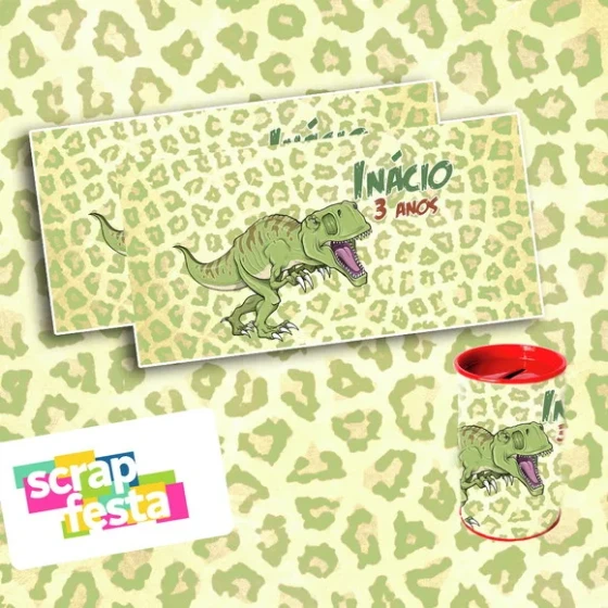 Cofrinho Personalizado Festa Dinossauro