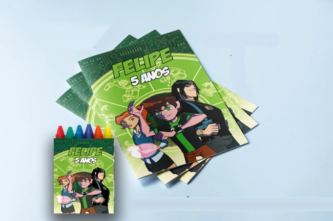 Revista para colorir com Giz de cera Personalizado Ben 10