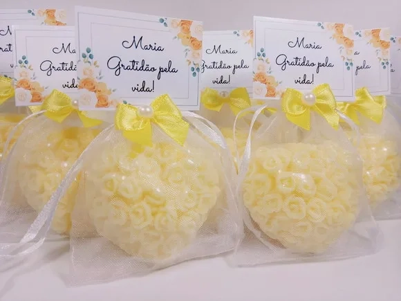 Lembrancinha de Aniversário 15 Anos: Sabonete Coração Floral
