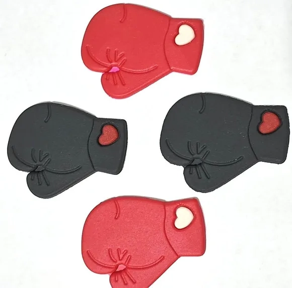 Aplique Luva de Boxe Vermelho e Preto 6 Unidades