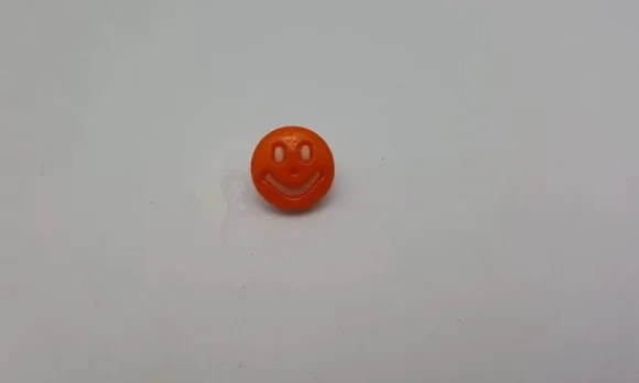 Aplique Botão de Carinha Feliz Laranja de 1,3cm - 20 unidade