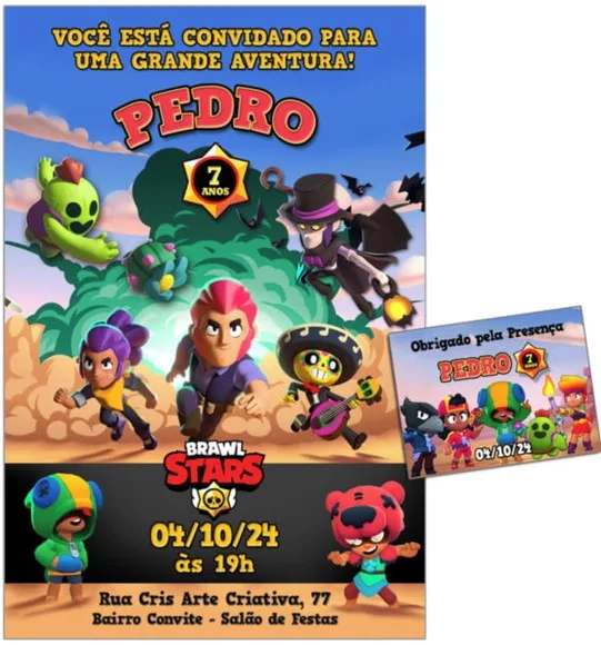 Convite Digital C/tag Brawl Stars 2
