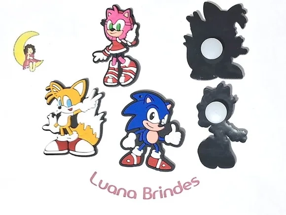 Turma do Sonic C/adaptador para Crocs Pacote com 6 Unidades
