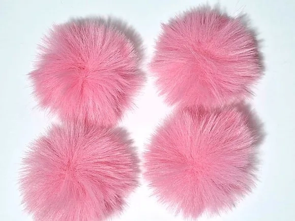 Pompom Rosa Poliéster Pacote com 4 Unidades