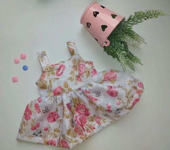 Vestido Floral para Boneca 32 cm em Tricoline ? com Velcro