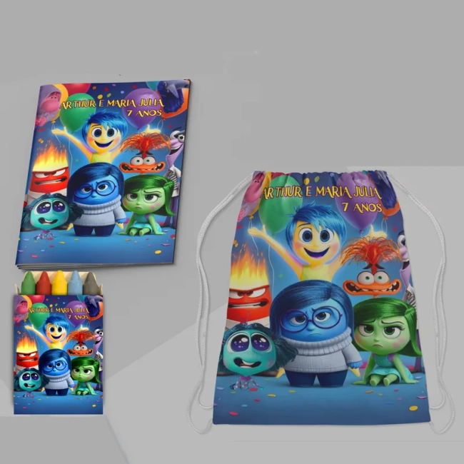 Kit Mochila e Revista de colorir para lembrancinhas Divertidamente