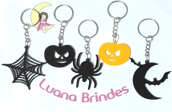 Chaveiro Halloween 3cm Acrílico Pacote com 10 Unidades