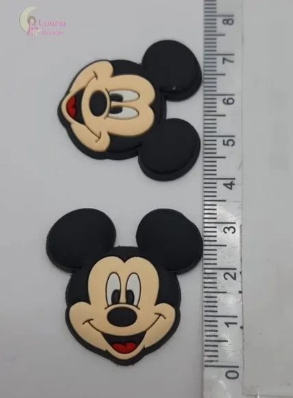 Apliques Personagens Mickey e Minnie Borracha-pct C/6 Unid