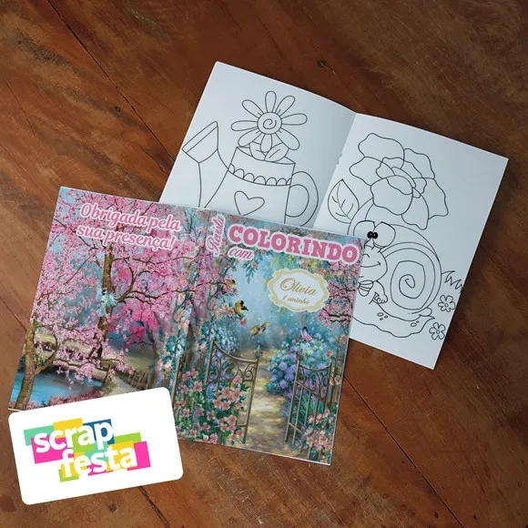 Revista Colorir + Giz de Cera Jardim Encantado Aquarela